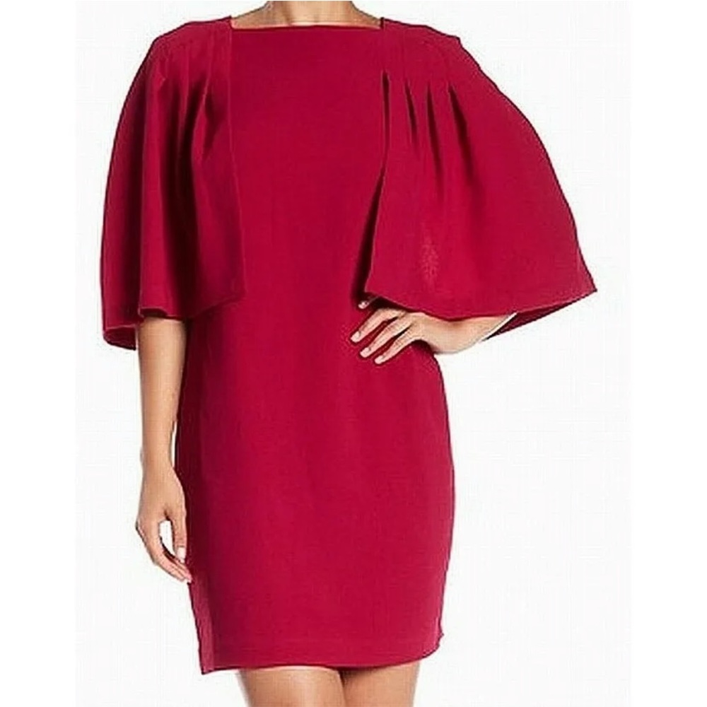 NWT TRINA TURK Fuschia Cape Square Neck Shift Dress